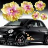 Kit adesivi fiori auto IBISCO (28 pz.) SMART FIAT 500 OPEL ADAM AUTO MOTO CASA