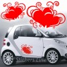 Kit adesivi CUORI (mod.2) 2 pezzi SMART FIAT 500 auto moto vespa casco cuoricini