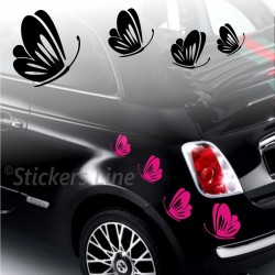 Kit adesivi FARFALLE (mod.3) SMART FIAT 500 fiori auto moto fiore car stickers