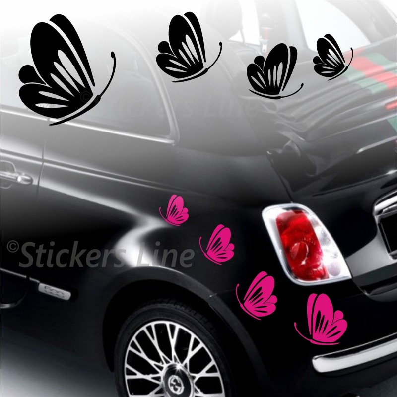 Kit adesivi FARFALLE (mod.3) SMART FIAT 500 fiori auto moto fiore car  stickers - Stickers Line