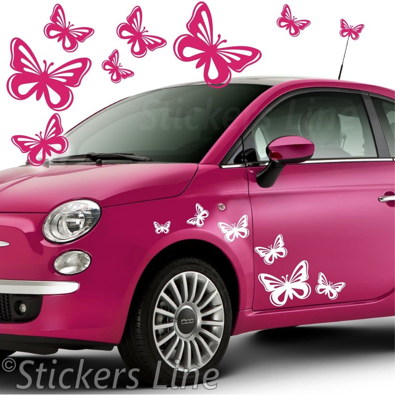 Kit adesivi FARFALLE (mod5) 40 pezzi SMART FIAT 500 fiori auto moto car  stickers - Stickers Line