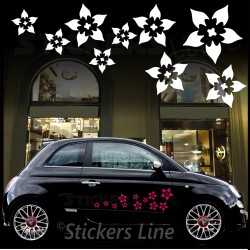 Kit adesivi auto FIORI (mod.4) 32PEZZI SMART FIAT 500 casco moto car stickers