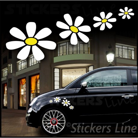 Kit adesivi MARGHERITE 4 PEZZI adesivi fiori SMART FIAT 500 car flowers stickers