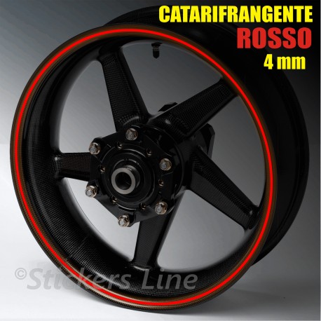 Strisce adesive cerchi moto ROSSO CATARIFRANGENTE™ 4mm rinfrangenti riflettenti