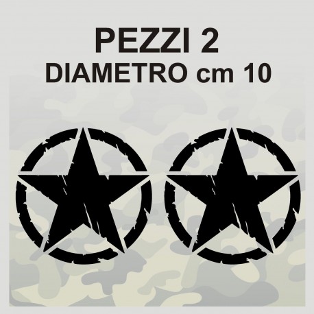 2 Adesivi Stella Militare cm 10x10 US ARMY Jeep renegade Suzuki fuoristrada 4X4