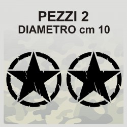2 Adesivi Stella Militare cm 10x10 US ARMY Jeep renegade Suzuki fuoristrada 4X4