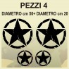 4 Adesivi Stella Militare cm50x50 + cm20x20 US ARMY Jeep Suzuki fuoristrada 4X4