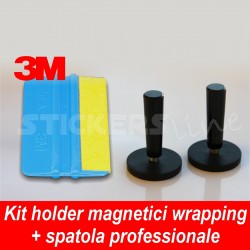 Coppia magneti accessori calamite + spatola 3M pellicole car wrapping adesivi