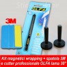 Spatola 3M + Cutter OLFA lama 30° + Coppia di calamite per CAR WRAPPING adesivi