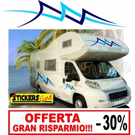 Kit Adesivi per Camper mod. OCEAN (6 PEZZI) Arca Roller Team Laika Elnagh Hymer Adria