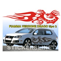 Adesivi auto tuning decalcomanie Fiamma versione Drago 2