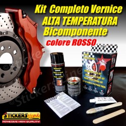 Kit Vernice Pinze Freno Alte Temperature BICOMPONENTE Colore ROSSO Tuning Auto