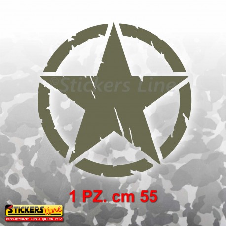 Adesivo Stella Militare cm 55x55 VERDE MILITARE US ARMY Jeep renegade Suzuki 4X4