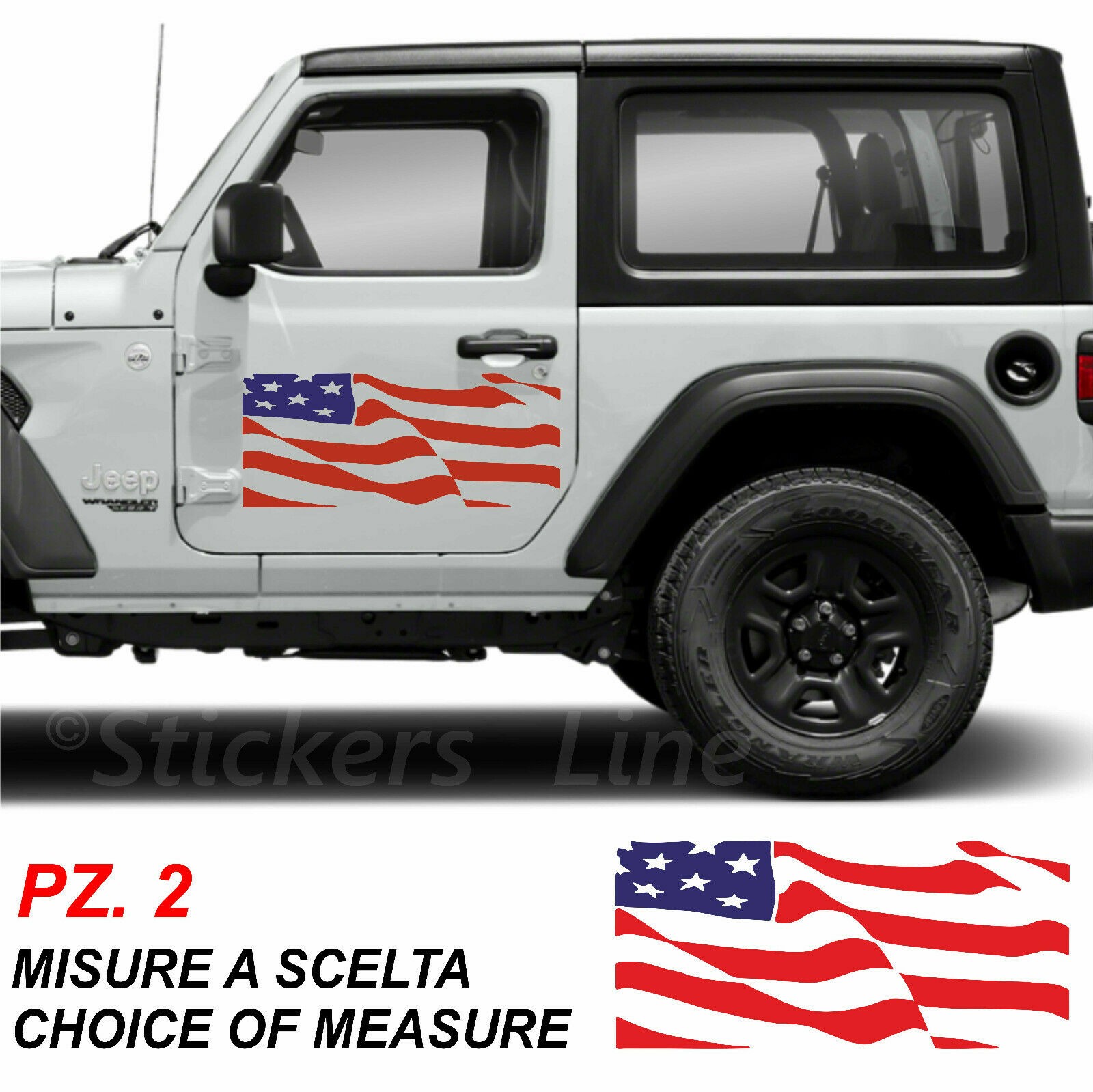 adesivo cofano per jeep Wrangler Bandiera Americana effetto consumato US Flag