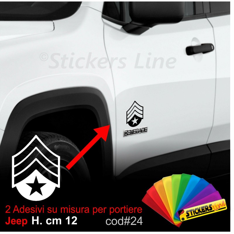 2 Adesivi laterali Jeep Renegade Rubicon Wrangler sergeant sgt us army  cod.24 - Stickers Line