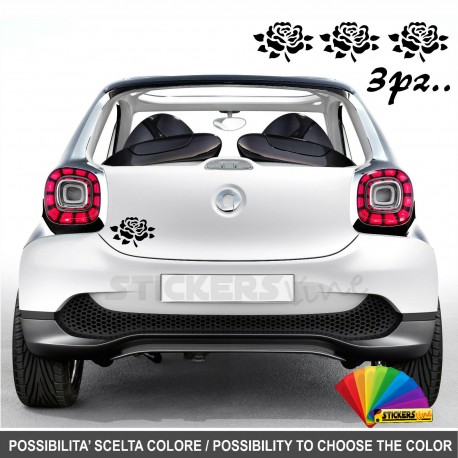 Kit 3 adesivi Fiore - Rosa auto moto scooter decal vinyl rose flower heart M13