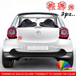 Kit 3 adesivi Fiore - Rosa auto moto scooter M.18 decal vinyl rose flower heart