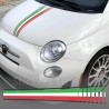 Adesivo COFANO Fiat 500 595 695 Abarth Tricolore Italia + effetto carbonio