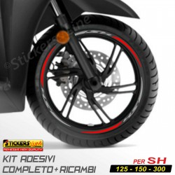 Adesivi Cerchi Honda SH 125 150 300 strisce adesive ruote GRIGIO ROSSO Racing 3