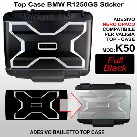 adesivo top case bauletto BMW R1200 GS R1250 GS Nero Opaco K50 dal 2013 FULL BLK