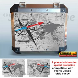 Adesivi valigie Frenk Castle sfondo mappa BMW KTM GUZZI HONDA ecc bags stickers Mod. Maps