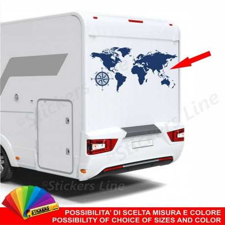Adesivo per camper ROSA dei VENTI PLANISFERO compatibile adria arca elnagh rimor roller team mc louis laika carthago ecc