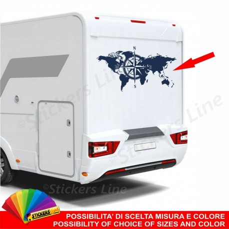 Adesivo per camper ROSA dei VENTI BUSSOLA compatibile adria arca elnagh rimor roller team mc louis laika carthago ecc
