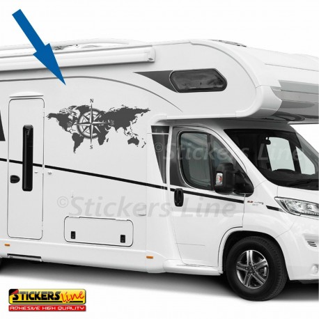 Adesivo PLANISFERO ROSA dei Venti per camper,roulotte, furgoni,barche 100x49 cm