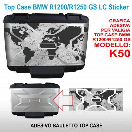 Adesivo valigia top case vario BMW R1200 R1250GS (Globo Nero) bags stickers