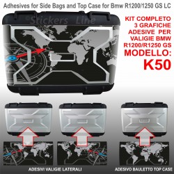 Kit 3 Adesivi per valigie vario BMW R1200 R1250GS LC (BLK) bags stickers