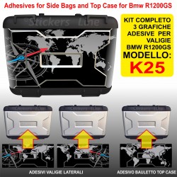 3 adesivi valigie vario BMW R1200GS bussola planisfero K25 (BLK) fino al 2012