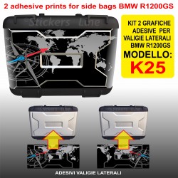 2 adesivi valigie vario BMW R1200GS bussola planisfero K25 (BLK) fino al 2012