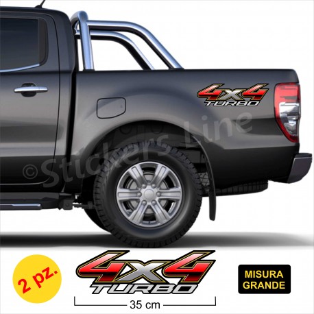 Adesivi 4x4 TURBO stampati a colori 35 cm scritte adesive fuoristrada off-road