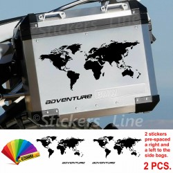 2 Adesivi PLANISFERO valigie in alluminio R1200GS R1250 gs Adventure bags M.1