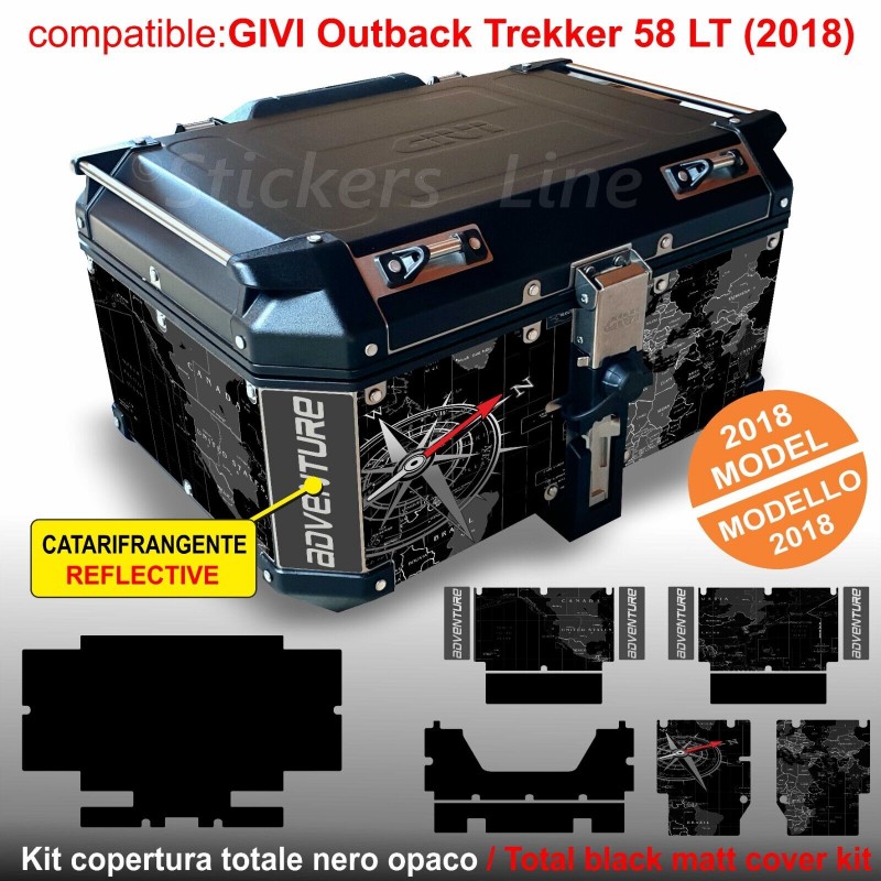2 Strisce Rifrangenti Adesive Per Top Case Alluminio - Compatibili BMW GS Adventure, Fatte In Italia