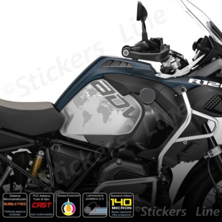 2 Adesivi Serbatoio BMW R 1200 1250 gs Adventure LC GS GLOBO dark gray _ gray