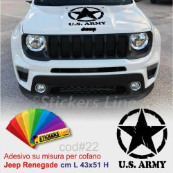 Adesivo Stella Militare per cofano Jeep Renegade US ARMY effetto consumato cod22