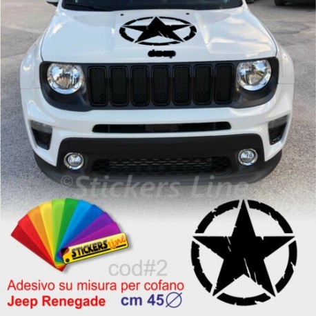 Adesivo Stella Militare per cofano Jeep Renegade effetto consumato us army cod#2