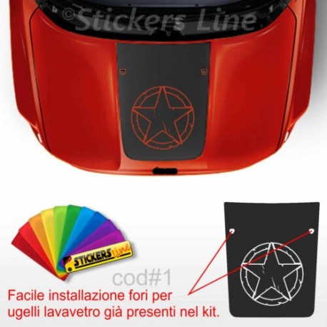 Adesivo cofano Jeep Renegade STELLA fori lavavetri sticker for jeep bonnet cod#1