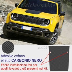 Adesivo cofano Jeep Renegade CARBONIO fori lavavetri sticker jeep bonnet cod#9