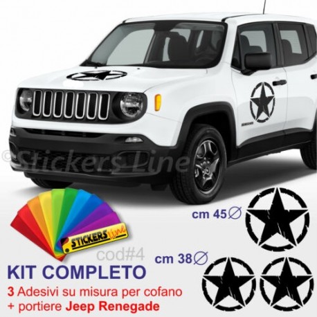 Adesivo Stella Militare per cofano Jeep Renegade effetto consumato us army cod#2