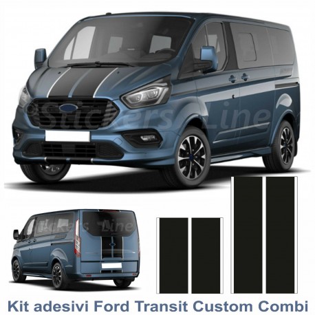 Fasce adesive Ford TRANSIT Custom Turneo BICOLORE - COMBI strisce nero bianco