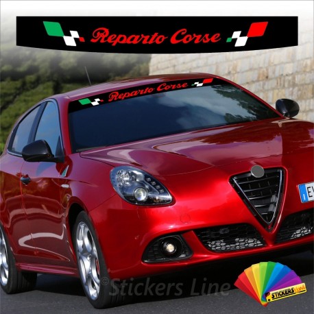 Adesivo fascia parasole Alfa Romeo Mito Giulietta 147 156 159 Giulia TRICOLORE Reparto Corse