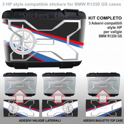 Kit 3 adesivi valigie vario BMW R1250 GS HP LC borse rosa dei venti K50 dal 2013