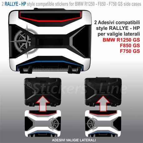 Kit 2 adesivi valigie in plastica nera per BMW R1250 - F850 - F750 GS vario Model: HP - Rallye