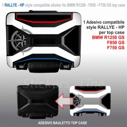 1 adesivo Top Case per BMW R1250 - F850 - F750 GS valigie in plastica nera vario style HP - Rallye
