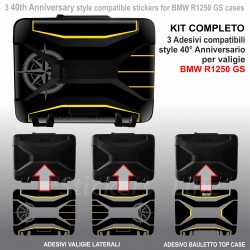 Kit 3 adesivi per valigie plastica nera BMW R1250GS vario Quarantesimo 40th Anniversary