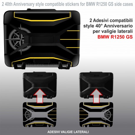 Kit 2 adesivi per valigie plastica nera BMW R1250GS vario Quarantesimo 40th Anniversary