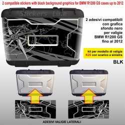2 adesivi valigie BMW R1200GS K25 bussola + planisfero borse fino al 2012 BLK