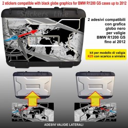 2 adesivi valigie BMW R1200GS K25 bussola + planisfero borse fino al 2012